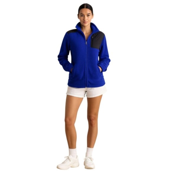 Lauren Ralph Lauren Active Blue & Black Full - Zip Sherpa Fleece Jacket - Picture 14 of 14